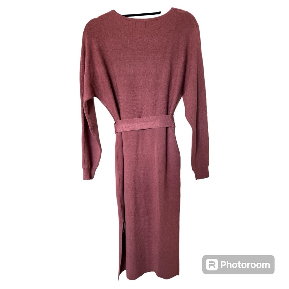 Nicole Miller's Women's red/brown Suplice long sleeve knit midi dress size: S - Picture 3 of 4